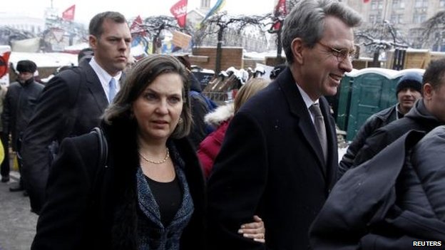 Victoria Nuland and Geoffrey Pyatt together toured the opposition camp in Kiev in December